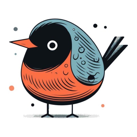 Cute cartoon bullfinch. Vector illustration on white background.