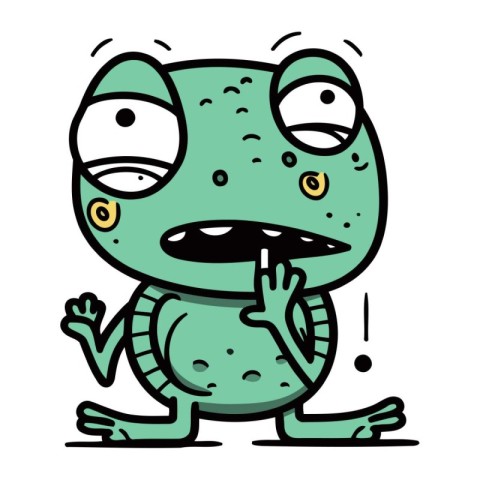 Frog with finger on lips. Vector illustration of funny frog.