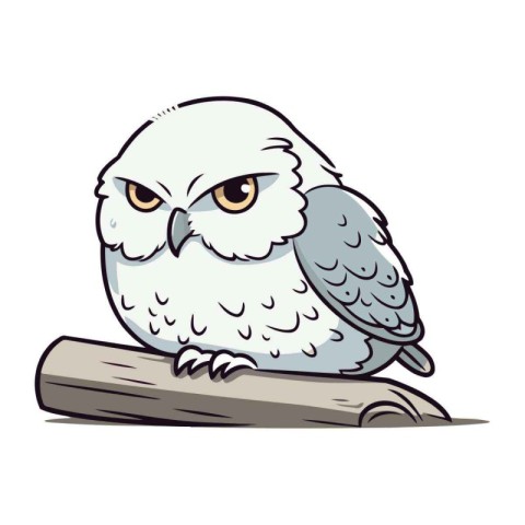 Owl sitting on a branch. Vector illustration on white background