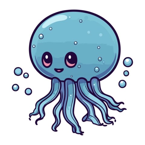 Cartoon jellyfish. Vector illustration of a cute cartoon jellyfi