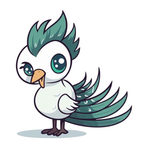 Cute cartoon parrot bird on white background. Vector illustratio