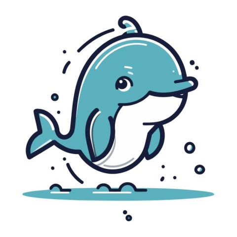 Cute cartoon dolphin. Vector illustration of a cute cartoon dolp