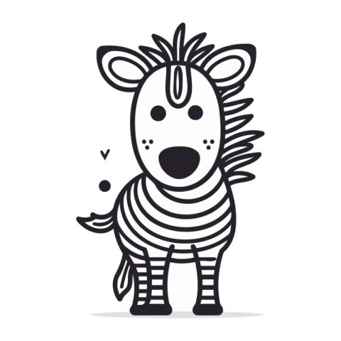 Zebra vector illustration. Cute cartoon doodle zebra.