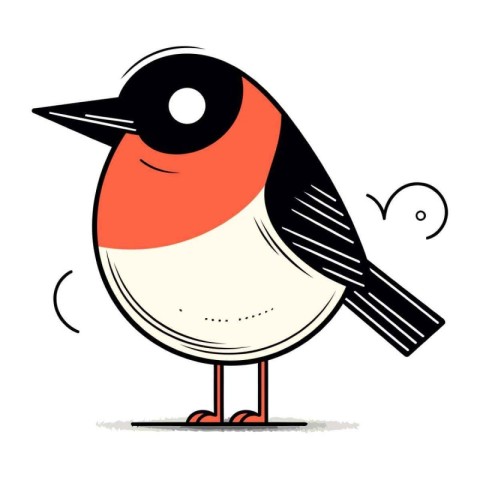 Funny bullfinch on a white background. Vector illustration.