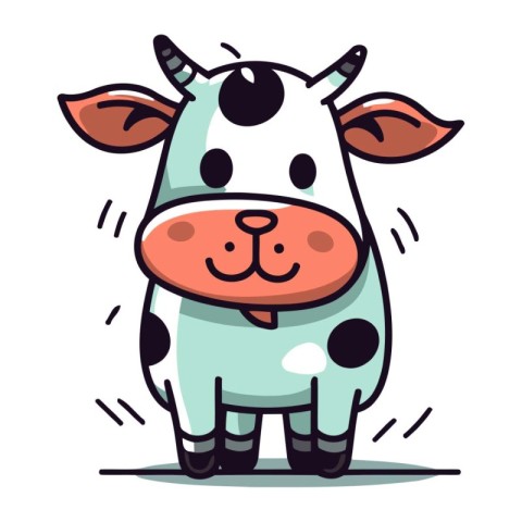 Cute cartoon cow. Vector illustration. Isolated on white backgro