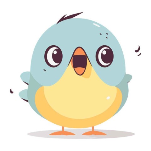 Cute blue bird. Vector illustration in cartoon style on white ba