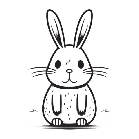 Cute cartoon bunny isolated on white background. Hand drawn vect