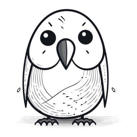 Cute cartoon black and white parrot. Vector illustration isolate