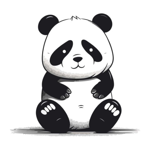 Panda sitting on a white background. Vector illustration in cart