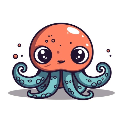 Cute octopus character cartoon style. Vector illustration isolat