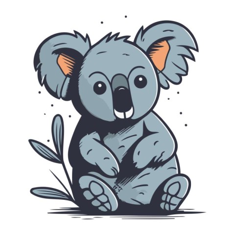 Koala vector illustration. Cute cartoon koala sitting on the gro