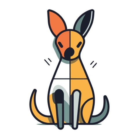 Cute kangaroo flat icon. Vector illustration of kangaroo.