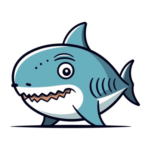 Cartoon funny shark. Vector illustration isolated on a white bac