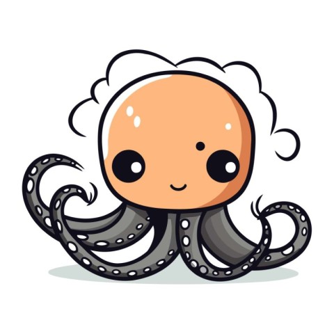 Cute Octopus Cartoon Mascot Character Vector Illustration.