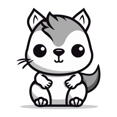 Cute cartoon chipmunk on white background. Vector illustration.