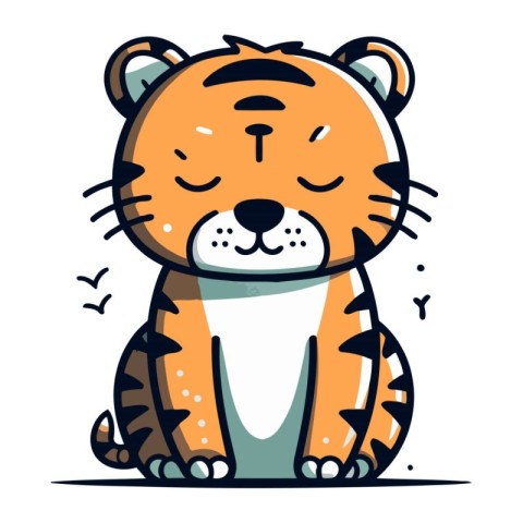 Cute tiger. Vector illustration on white background. Isolated.