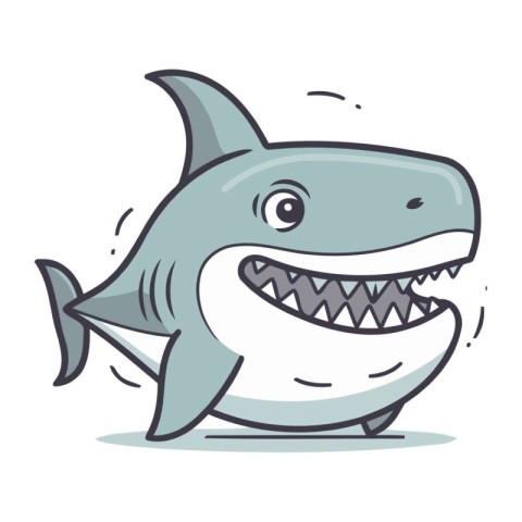 Cartoon shark with open mouth. Vector illustration isolated on w