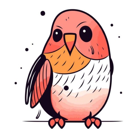 Cute cartoon bird. Vector illustration. Isolated on white backgr