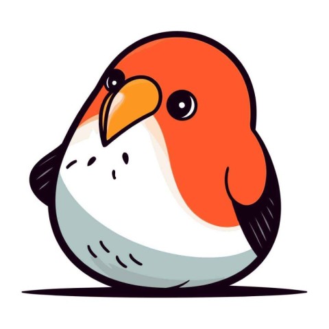 Illustration of a cute little red bird on a white background.