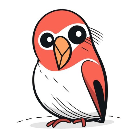 Vector illustration of a cute cartoon red bird isolated on white