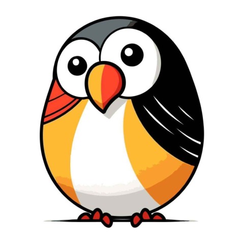 Cute little penguin isolated on white background. Vector illustr