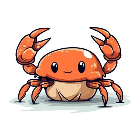 Cute cartoon crab. Vector illustration. Isolated on white backgr