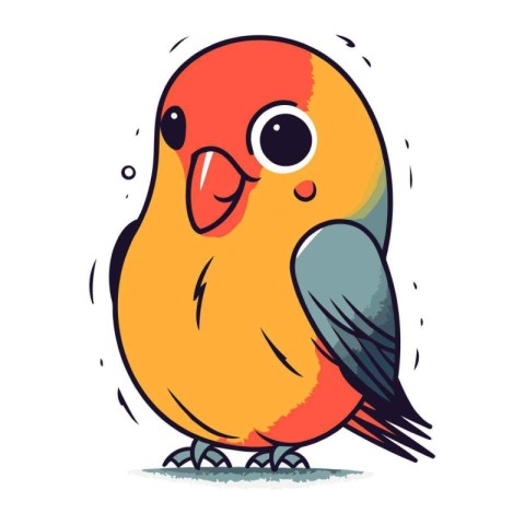 Vector illustration of a cute little parrot on a white backgroun