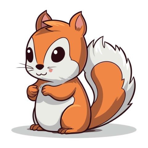 Cute squirrel cartoon. Vector illustration isolated on a white b