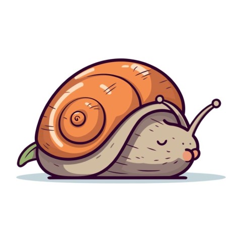 Cute cartoon snail. Vector illustration. Isolated on white backg