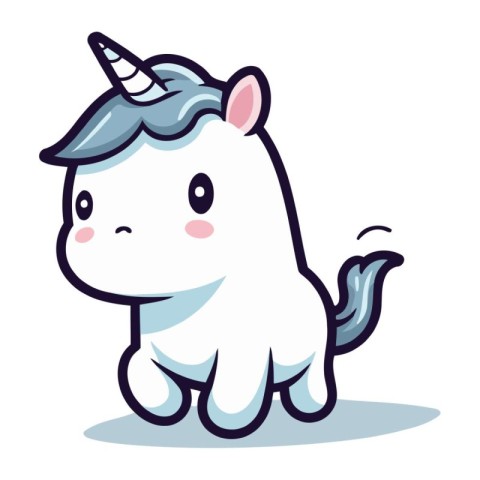 Cute Unicorn Vector Cartoon Character Illustration Isolated on W