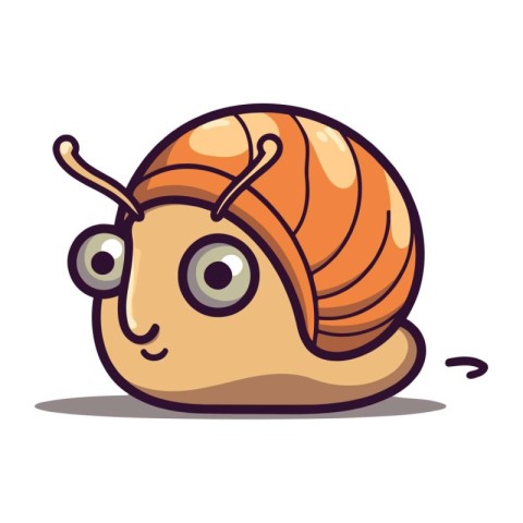 Cute cartoon snail. Vector illustration. Isolated on white backg