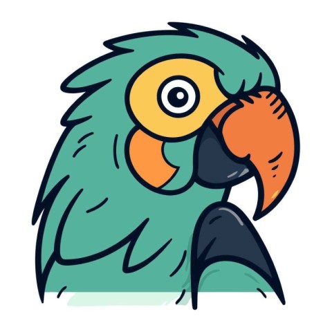 Cute parrot isolated on a white background. Vector illustration.