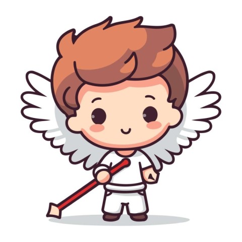 Cute little angel with bow and arrow. Cartoon vector illustratio