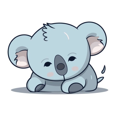 Cute cartoon koala sitting on the ground. Vector illustration.