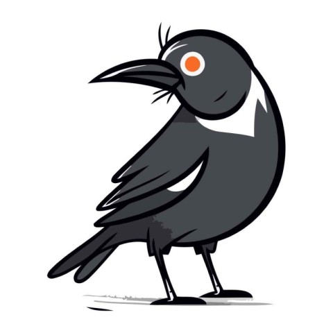 Crow on a white background. Vector illustration in cartoon style