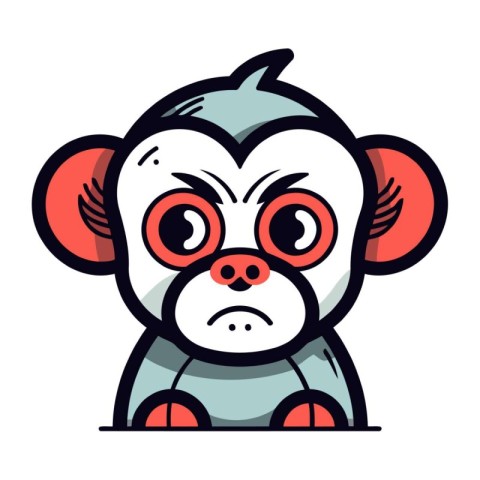Cute cartoon monkey. Vector illustration isolated on a white bac