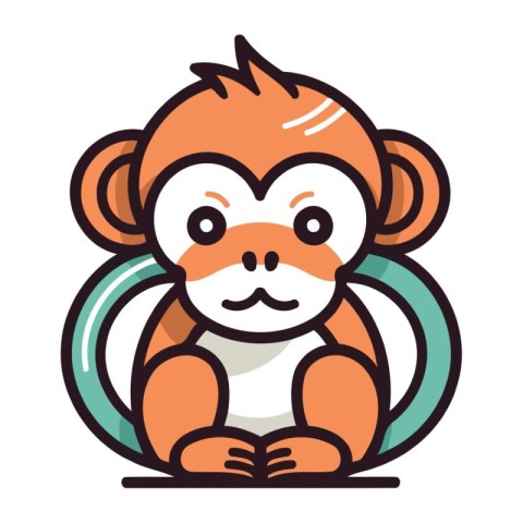 Cute cartoon monkey. Vector illustration isolated on a white bac