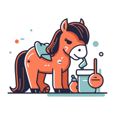 Horse cartoon vector illustration. Flat style design for web and