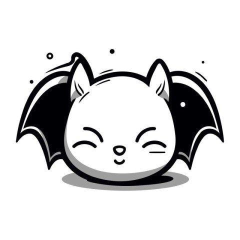 Cute cartoon bat. Vector illustration isolated on a white backgr