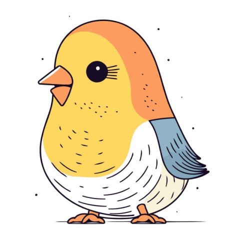 Cute little yellow bird. Hand drawn vector illustration in carto