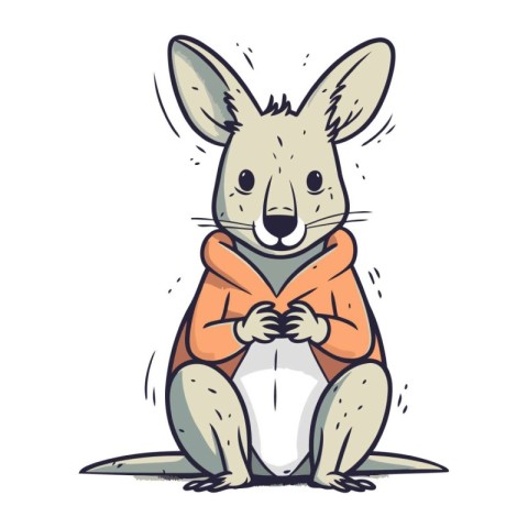 Cute kangaroo in a warm coat. Vector illustration.