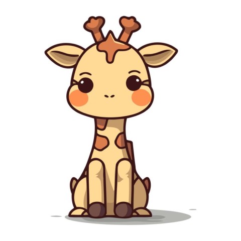 Cute Giraffe Sitting Cartoon Mascot Character Vector Illustratio