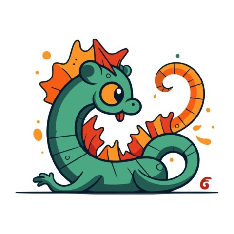 Cartoon dragon. Isolated on white background. Vector illustratio