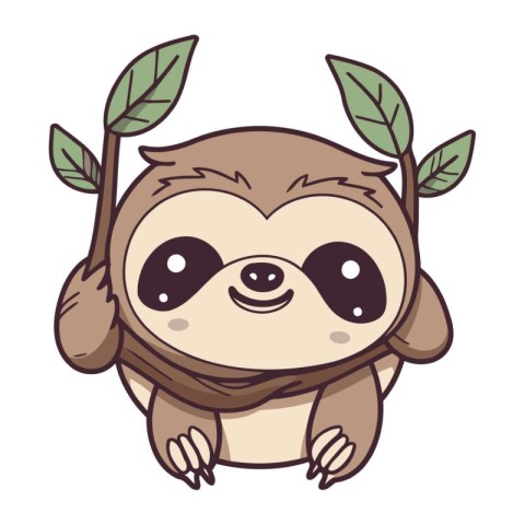 cute sloth cartoon vector illustration graphic design vector ill