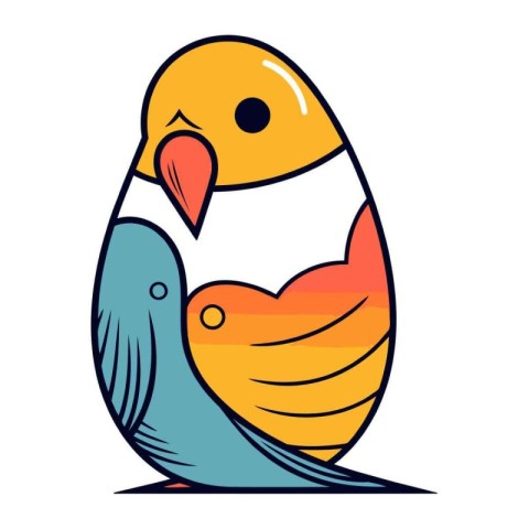 Vector illustration of a cute cartoon parrot on a white backgrou