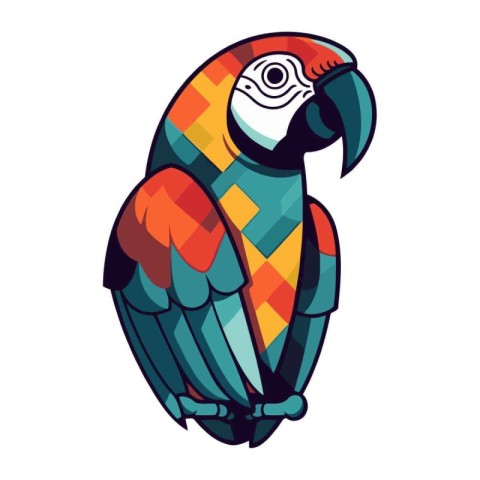 Colorful parrot isolated on a white background. Vector illustrat