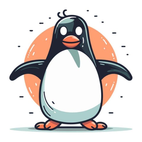 Cute cartoon penguin character. Vector illustration in a flat st