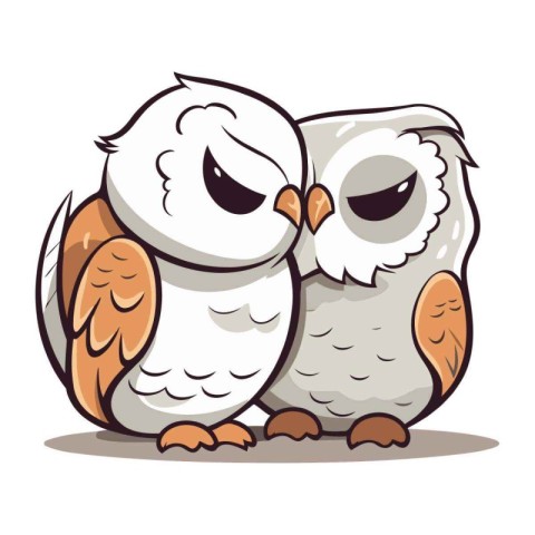 Owl couple isolated on a white background. Vector illustration i