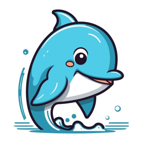 Cartoon dolphin. Vector illustration of a cute cartoon dolphin i