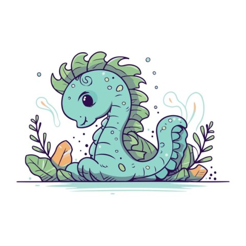 Cute cartoon seahorse. Vector illustration for your design.